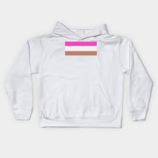 Three Classic Stripes - Pink and Coffee with Cream Kids Hoodie